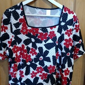 Red White and Blue Flowered Top
